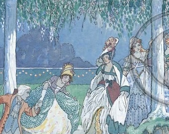 Twelve Dancing Princesses, The Worn-Out Dancing Shoes, Dancing All Night, 1920s Print