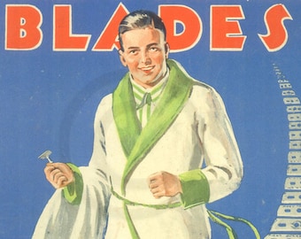 Kirby, Beard Blades, Razor Blades, Mr. Perfect, Personal Care, Bathroom Decor, Advertising, 1930s, Print