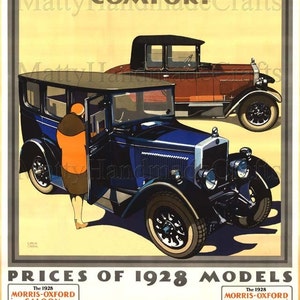 Morris Oxford, Cars, 1930er Jahre, Art Deco, Druck - Werbeplakat