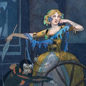 Dornröschen, Eine Spindel, Gebrüder Grimm, Briar Rose, 1920er Jahre Druck