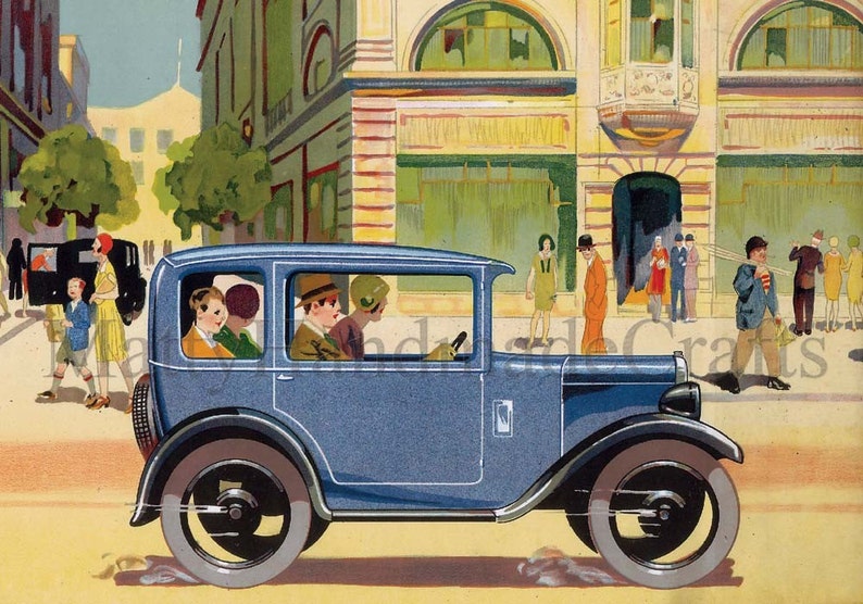 Austin Wydor 1930s Blue Car Advertising Print | Etsy