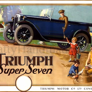 Triumph Car, Triumph Super Seven, Classic Triumph, 1930s Print