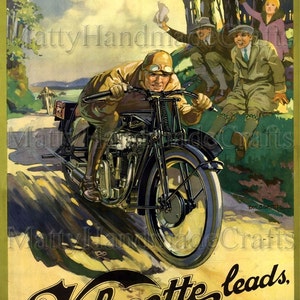 Velocette, British Motorcycle, Veloce, Art Deco, 1930s Advertising Print