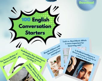 100 ESL EFL Conversation Starter Cards | Digital Slide Deck & Printable PDF | No-Prep