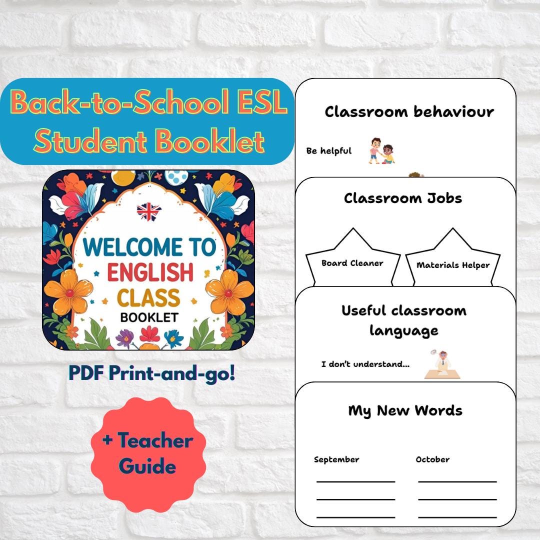 Back-to-school ESL/EFL Student Booklet + Teacher Guide - Etsy