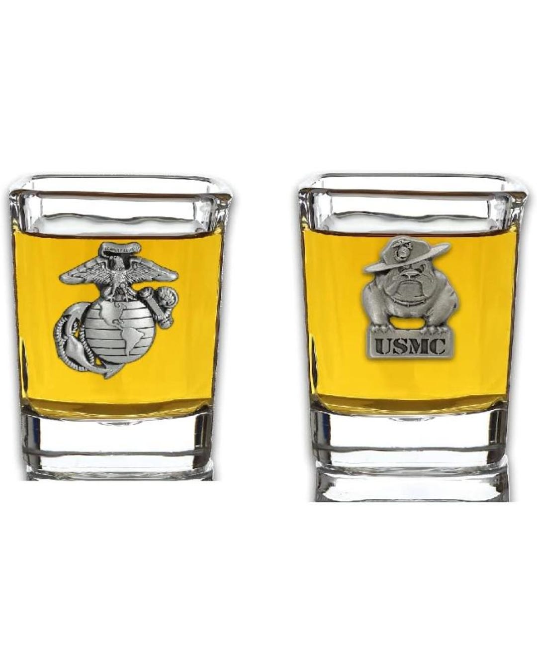 USMC Shot Glass With Pewter EGA or Bulldog Emblem - Made in the USA by ...