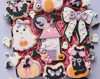 Danis Drip - Halloween – Cookie Cutter & Stempel (STL) Kürbis Geisterhaus Hexenkessel Katze mit Brille Fledermaus Geist Boo Girlande