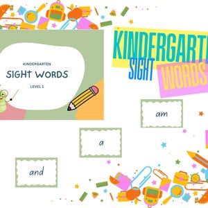 Cartes mnémotechniques de niveau 1 pour les mots à vue de la maternelle | Apprentissage préscolaire imprimable | Activité d'alphabétisation précoce