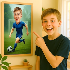 Personalised Soccer Player Cartoon Portrait, Custom Soccer Player Caricature from Photo, Funny Soccer Player Caricature Gift for Him