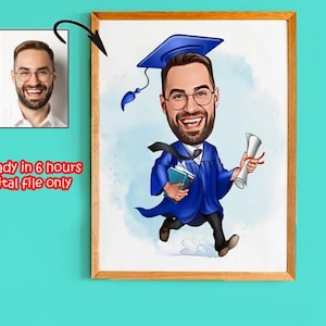 Custom Graduation Cartoon Portrait, Graduation Portrait, Graduation Gift, Graduation Cartoon, Graduation Caricature, Caricature from Photo