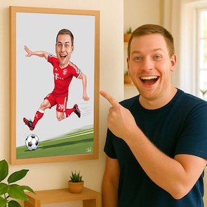 Personalized Soccer Player Cartoon Portrait, Custom Soccer Player Caricature Drawing from Photo, Funny Soccer Player Caricature Gift for Him