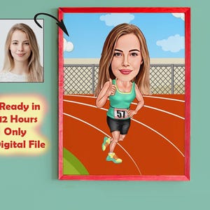 Custom Runner Cartoon Portrait | Personalised Runner Caricature | Marathon Runner Gift | Funny Runing Drawing | Gift for Runner , Sprinter
