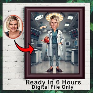 Custom Surgeon Cartoon Portrait, Surgeon Caricature, Gift for Surgeon, Surgeon Cartoon, Unique Surgeon Gift, Caricature from Photo