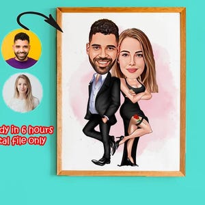Portrait caricature personnalisé à partir de la photo | Dessin personnalisé amusant | Cadeau numérique pour amis, couples, animaux de compagnie ou famille | Fabriqué sur commande