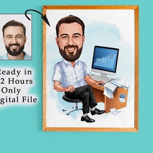 Custom Accountant Cartoon Portrait, Accountant Portrait, Accountant Gift, Accountant Caricature, Unique Accountant Gift, Accountant Drawing.