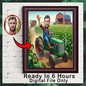Custom Farmer Cartoon Portrait, Farmer Caricature, Farmer Gift, Farmer Cartoon, Farmer Caricature from Photo, Funny Farmer Caricature