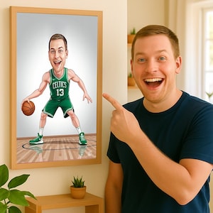 Custom Portrait Cartoon Caricature, Basketball Player Cartoon Portrait, Gift for Basketball Player, Basketball Caricature, Sport Cartoon