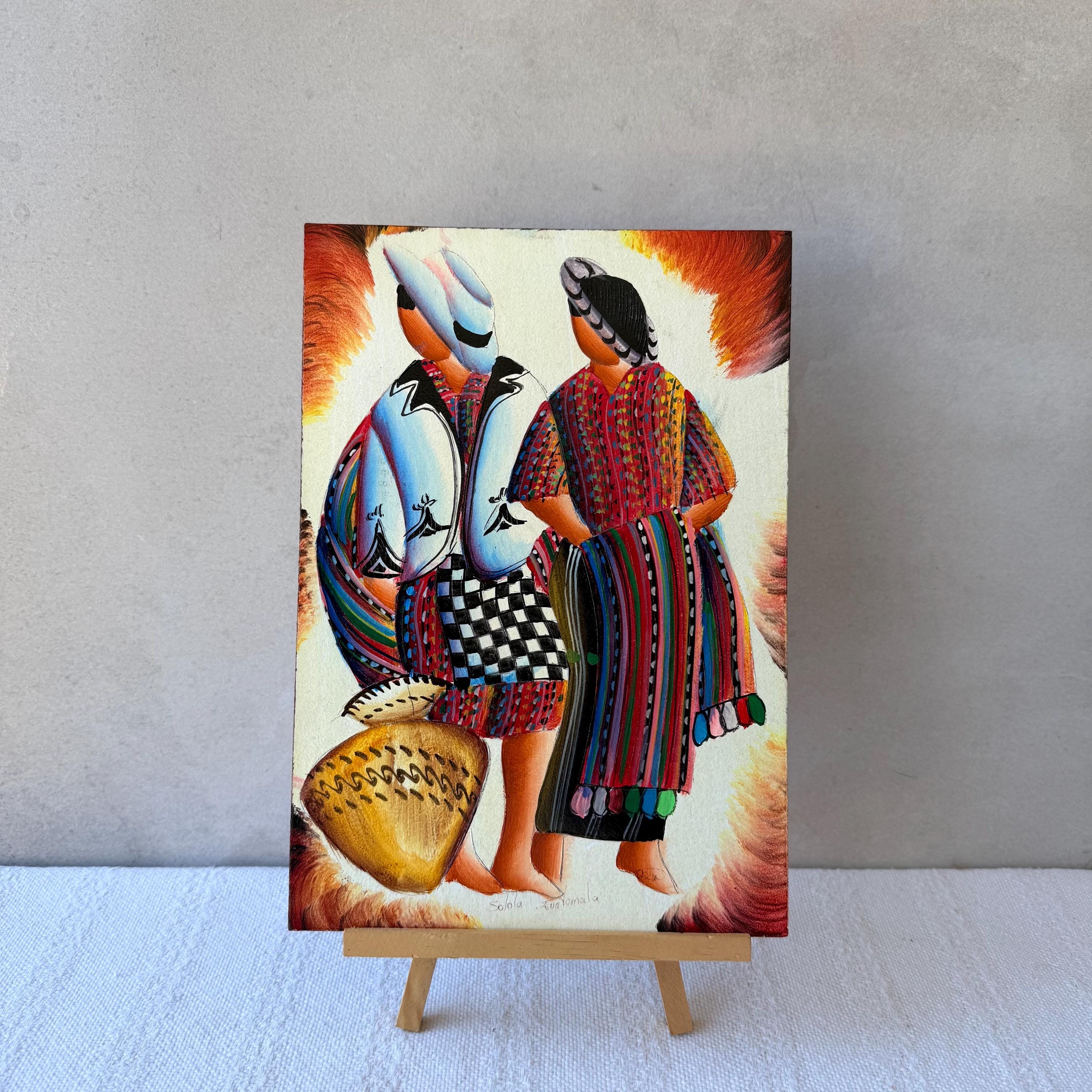 Maya 油彩画 女性と道具 Mayan Woman Painting - Etsy