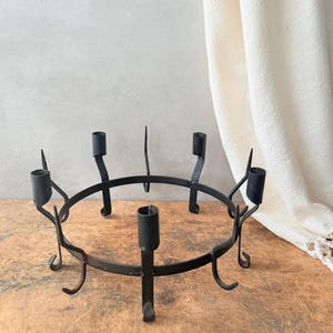 Vintage Wrought Iron Candelabra: Spanish Revival Gothic Taper Candle Holder