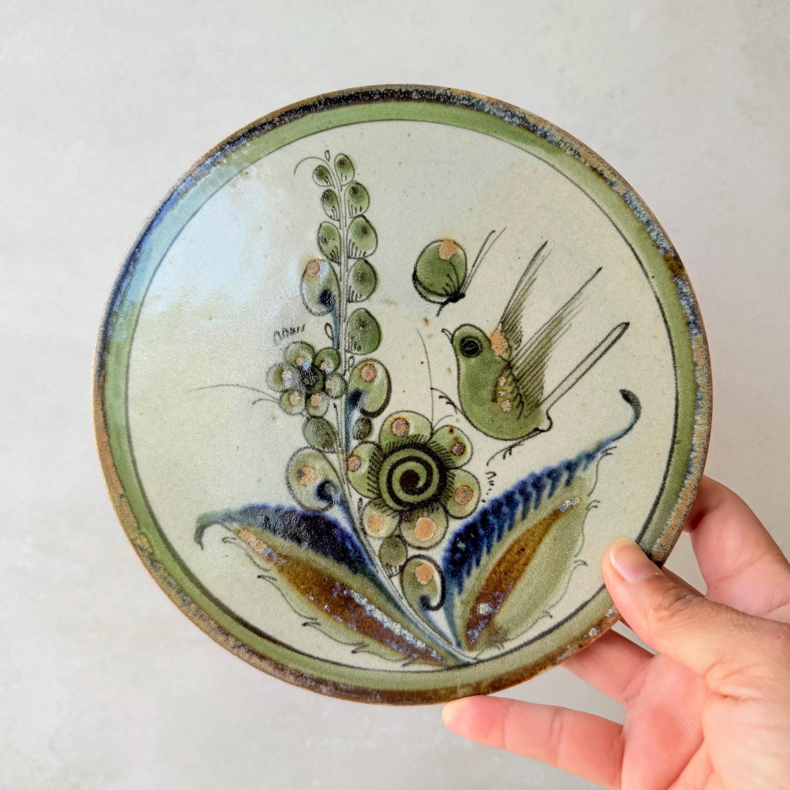 Vintage Ken Edwards Tonalá Trivet Plate – 7.5” Green Bird Design