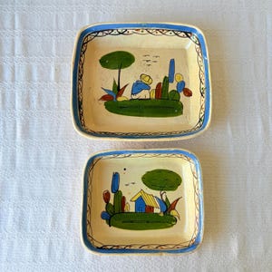Vintage Tlaquepaque Keramik Nesting Schalen: Handbemalte mexikanische Volkskunst