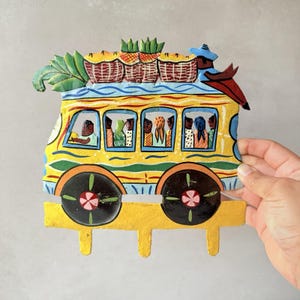 Vintage Haitian Folk Art Metal Tap Tap Bus Wall Decor