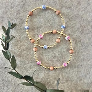 Rosewood Chinoiserie Floral Stretch Bracelet
