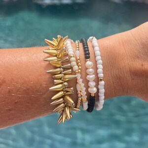 Pearl Seed Bead Bracelet, Summer Bracelet, Stretch Bracelet