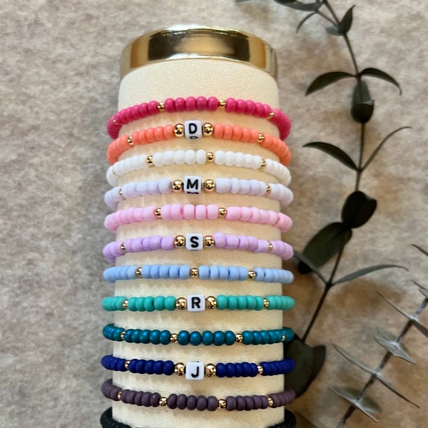 CUSTOM Seed Bead Stretch Bracelet, Personalized Bracelet, Beaded Bracelet, Stacking Bracelet