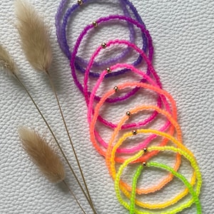 Glow-in-the-Dark Neon Bracelets - SET OF 10, Seed Bead Bracelets, Stretch Bracelets