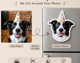 Custom Photo Magnet, Personalized Fridge Magnet, Custom Shape Magnet, Picture Refrigerator Magnet, Family Photo Gift, Pet Photo Magnet