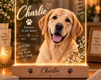 Dog Memorial Gift, Dog Remembrance Gift, Pet Memorial Gift, Dog Loss Gift, Personalized Dog Memorial, Dog Sympathy Gift ,LED Keepsake