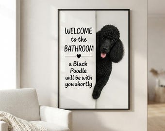 Black Poodle Bathroom Art Print | Funny Dog Lover Gift