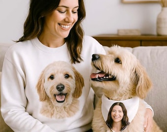 Bijpassende T-shirts voor huisdier en baasje | Gepersonaliseerd hondenshirt, shirtset eigenaar, grappig cadeau voor dierenliefhebbers, Corgi-shirt, T-shirt met aangepaste foto