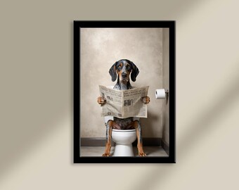 Divertente opera d'arte da bagno raffigurante un Bluetick Coonhound: regalo per gli amanti dei cani