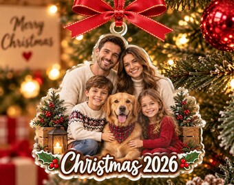 Personalized Family Photo Ornament, Custom Family Christmas Ornament, Photo Keepsake, Custom Picture Ornament, Christmas Gift for Family