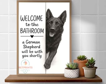 Black German Shepherd bathroom Poster Welcome to the Bathroom