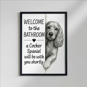 Póster de baño de Cocker Spaniel: Arte mural divertido para amantes de los perros