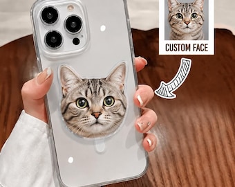 Custom Cat Phone Grip, Personalized Cat Phone Grip, Custom Pet Photo Grip, Magnetic Phone Grip, Cat Lover Gift, Custom Cat Gift