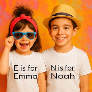 Personalized A is For Alphabet Name Shirt | Back to School Tee | Custom Toddler First Day Shirt | Preschool or Kindergarten Gift