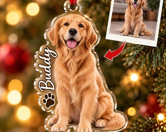 Personalized Dog Christmas Ornament, Custom Pet Ornament, Dog Memorial Keepsake, Personalized Pet Gift, Dog Lover Christmas Gift
