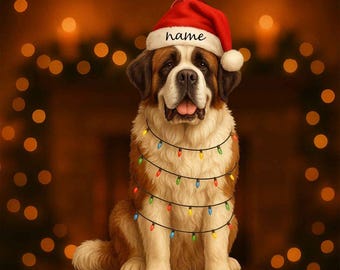Custom St Bernard Ornament | Custom Name Ornament | Flat 2D Ornament | Personalized Dog Name Ornament | Dog Lover Christmas Gift