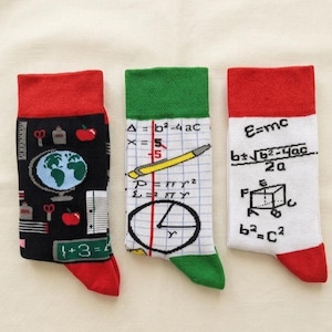 Science Teacher Socks Gift Box – Math & Physics Cotton Crew Socks