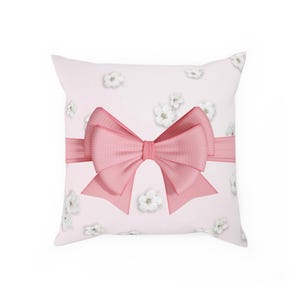 Pink Floral Throw Pillow, Square Decorative Pillow, Feminine Home Decor, Shabby Chic Pillow Cover, Floral Design, Pink and White Decor