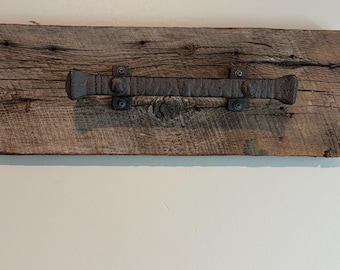 Reclaimed Barn Wood Towel Holder, Rustic Farmhouse Bath Kitchen Hanger