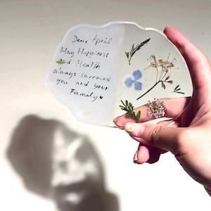 Custom Message real flower Resin Coaster – Pressed Flower, Personalized Keepsake for Birthday, Anniversary, Wedding, Graduation,Mother’s Day