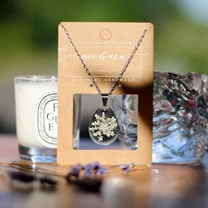 Real Forget Me Not Necklace, Blue Resin Necklace Handmade in UK, Botanical Jewellery Gift for Her, Pressed Flower Pendant, Birthday Gift