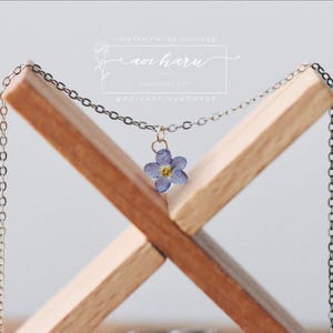 Real Forget Me Not Flower Necklace: Delicate Resin Floral Jewelry