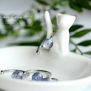 Real Forget Me Not Flower Resin Ring: Handmade Botanical Jewelry, Stackable Dainty Ring image 12