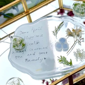 Custom Message real flower Resin Coaster – Pressed Flower, Personalized Keepsake for Birthday, Anniversary, Wedding, Graduation,Mother’s Day